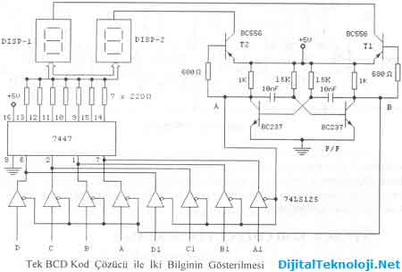 BCD Kod Çözücü ile İki Bilginin Gösterilmesi 