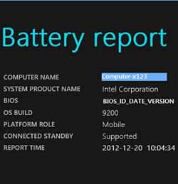 Windows 8 Ayrıntılı Batarya Raporu Oluşturma